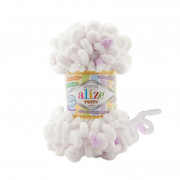 Пряжа Alize Puffy color Puffy Color 6470 белый/лиловый*