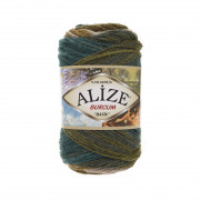 Burcum Batik 4684 белый-хаки-бирюза Пряжа Alize Burcum Batik 4684 белый-хаки-бирюза