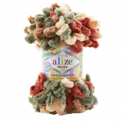 Пряжа Alize Puffy color Puffy Color 6039 беж/аспарагус/амарант
