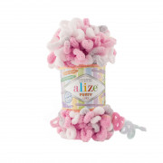 Пряжа Alize Puffy color Puffy Color 6370 серо-бело-розовый