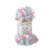 Пряжа Alize Puffy color  6052 бело-розовый-св.мята