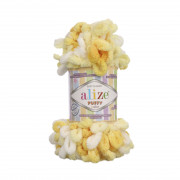 Пряжа Alize Puffy color Puffy Color 5921 желто-белый