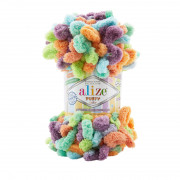 Пряжа Alize Puffy color Puffy Color 4530 оранжевый/сирень/мята