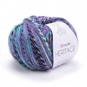 Пряжа YarnArt Heritage  339 зеленый-бирюза-фиолетовый