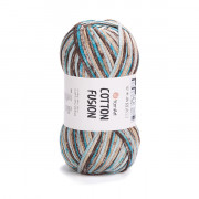 Пряжа YarnArt Cotton Fusion  3650 бирюза-беж-коричневый