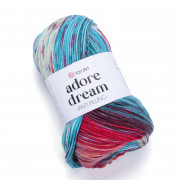 Пряжа YarnArt Adore Dream  1061 бирюза/красный