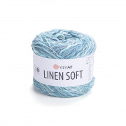 Пряжа YarnArt Linen Soft  7408 белый/бирюза