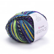 Пряжа YarnArt Heritage  334 синий-фиолетовый-желтый