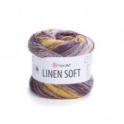 Пряжа YarnArt Linen Soft  7415 жёлтый/тёмная брусника