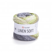 Пряжа YarnArt Linen Soft  7414 серый/бледный салат